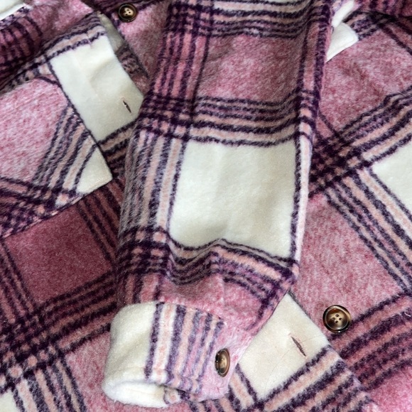 🍁 Thick Purple Medley Plaid Double Chest Pockets Fleece Jacket-I Went 1/2 Price! - Picture 15 of 16